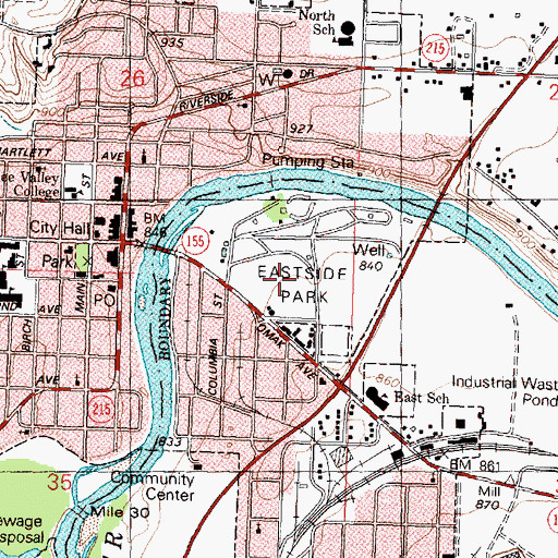 Topographic Map of Eastside Park, WA