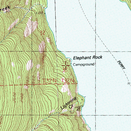 Topographic Map of Elephant Rock Campground, WA