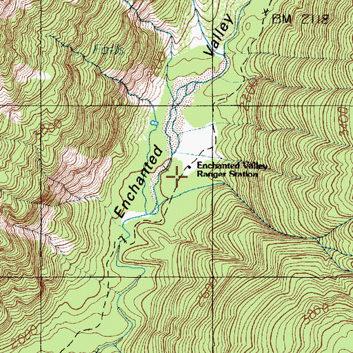 Topographic Map of Enchanted Valley Ranger Station, WA