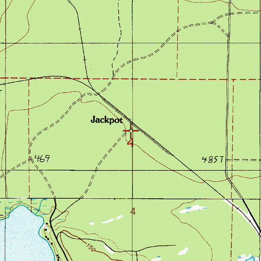 Topographic Map of Jackpot Siding, WA
