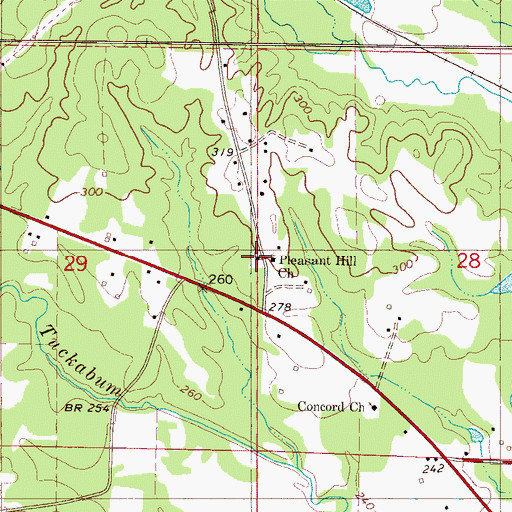 Topographic Map of Pleasant Hill Baptist Church, AL