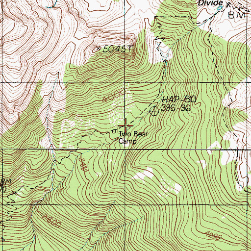 Topographic Map of Two Bear Camp, WA