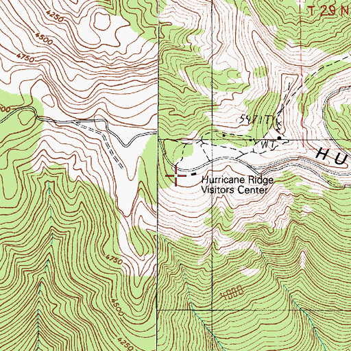 Topographic Map of Hurricane Ridge Visitors Center, WA