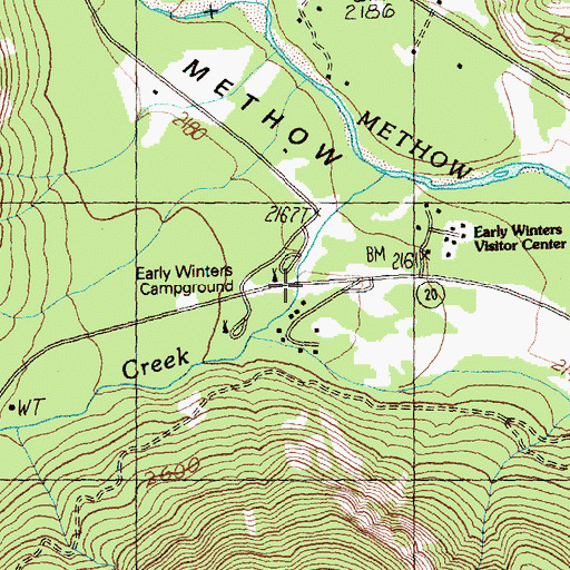 Topographic Map of Early Winters Campground, WA