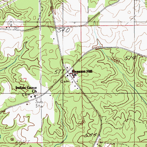 Topographic Map of Pleasant Hill Church, AL