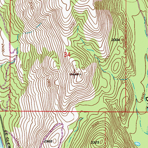 Topographic Map of Dry Canyon Lookout, WA