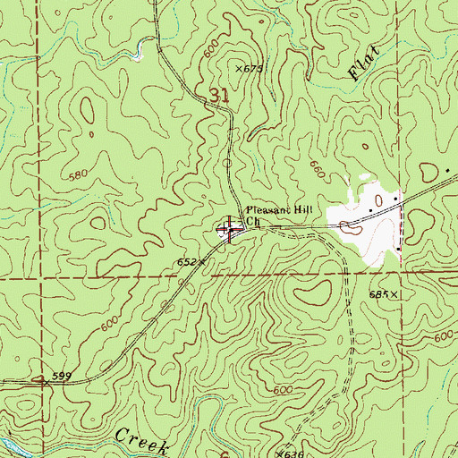 Topographic Map of Pleasant Hill Methodist Church, AL
