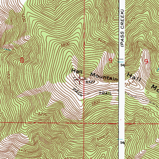 Topographic Map of Hall Mountain Lookout, WA