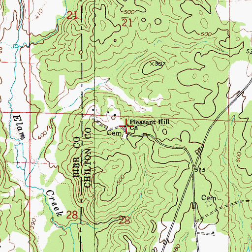 Topographic Map of Pleasant Hill Baptist Church, AL