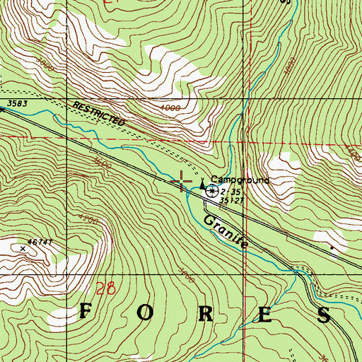 Topographic Map of Sweat Creek Campground, WA