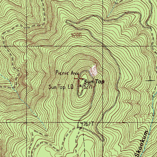 Topographic Map of Sun Top Viewpoint, WA