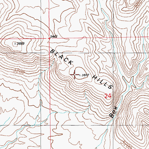 Topographic Map of Black Hills, AZ