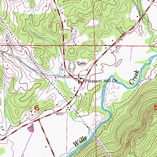 Topographic Map of Pleasant Hill Baptist Church, AL