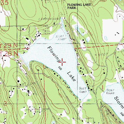 Topographic Map of Three Lakes, WA