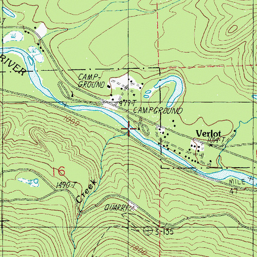 Topographic Map of Verlot Campground, WA