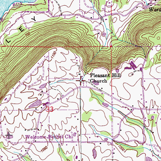 Topographic Map of Pleasant Hill Church, AL