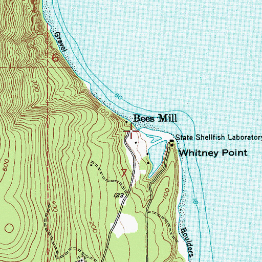 Topographic Map of Whitney Point Boat Launch Ramp, WA