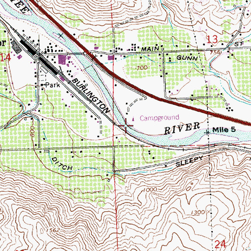 Topographic Map of Wenatchee River County Park, WA