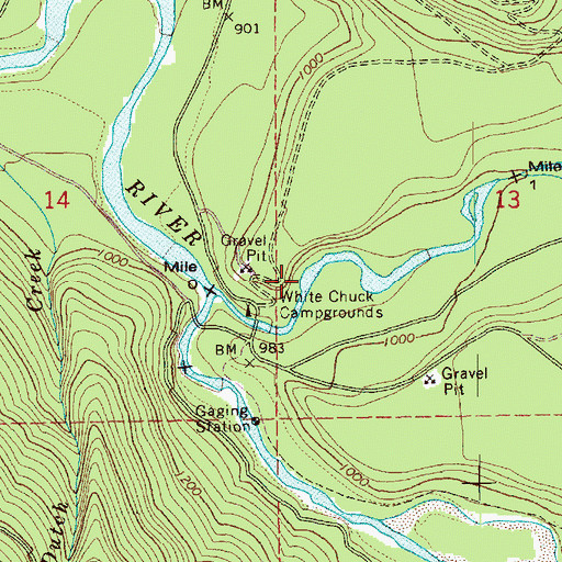 Topographic Map of Whitewater Launch, WA