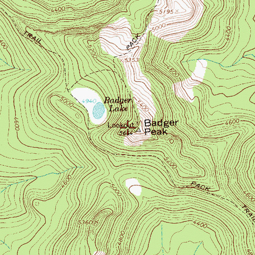 Topographic Map of Badger Peak Lookout, WA