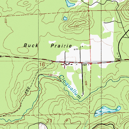 Topographic Map of Cloquallum, WA