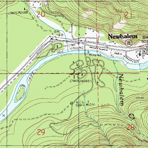 Topographic Map of Newhalem Campground, WA