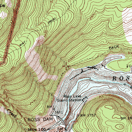 Topographic Map of Ross Lake Resort, WA