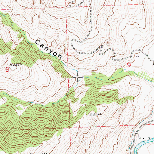 Topographic Map of South Fork Booth Canyon Creek, WA