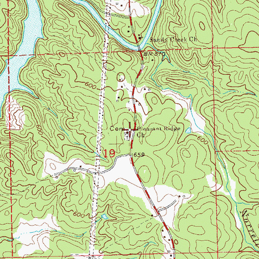 Topographic Map of Pleasant Ridge Baptist Church, AL