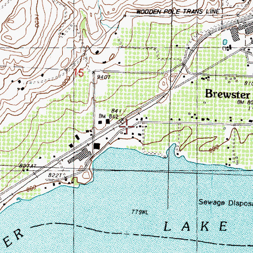 Topographic Map of Brewster Junior Academy, WA