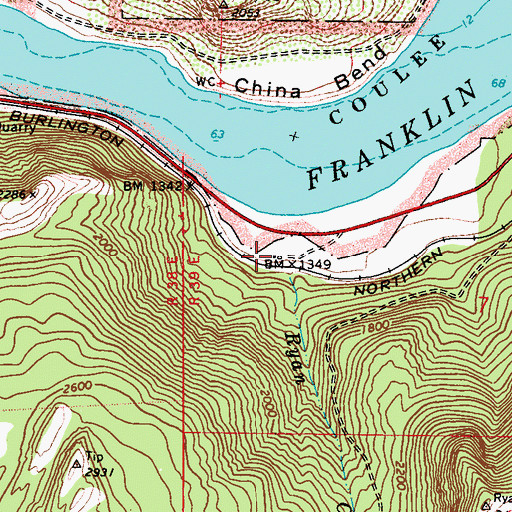 Topographic Map of China Bend, WA