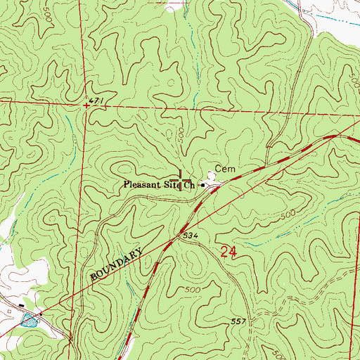 Topographic Map of Pleasant Site Freewill Baptist Church, AL