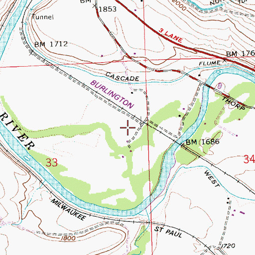 Topographic Map of Dudley, WA