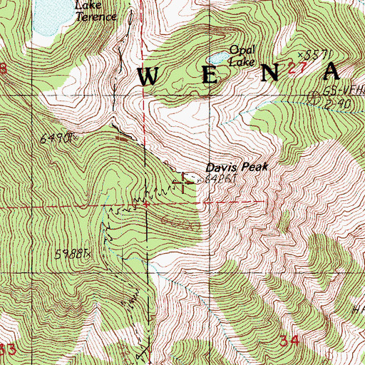Topographic Map of Davis Peak Lookout, WA