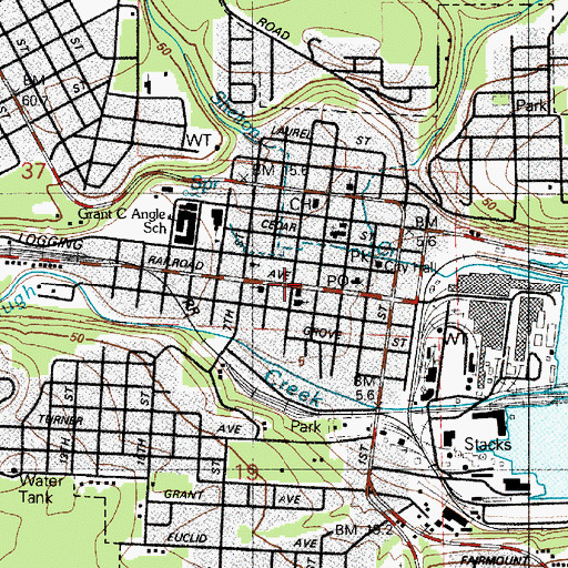 Topographic Map of Evergreen Square, WA