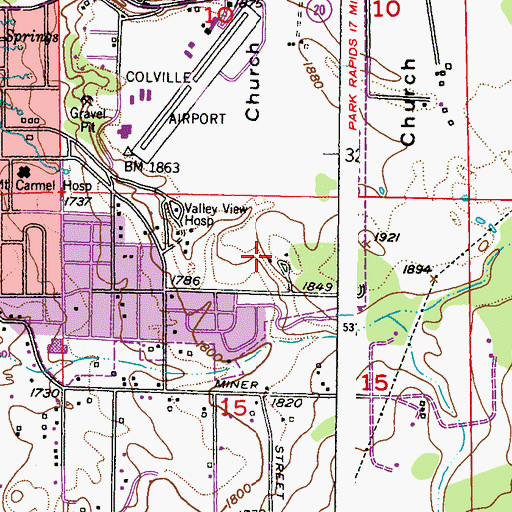 Topographic Map of Elks Lodge and Golf Course, WA