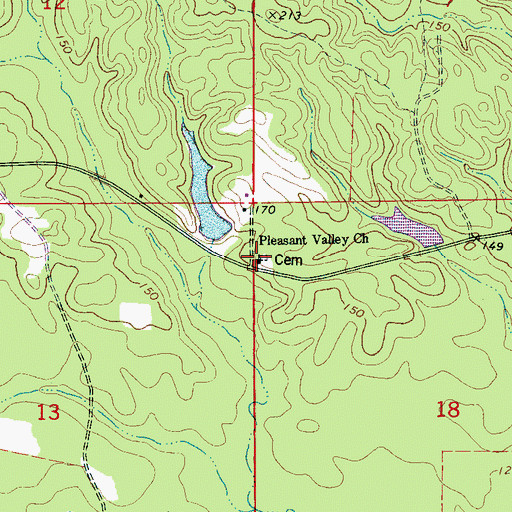 Topographic Map of Pleasant Valley Baptist Church, AL