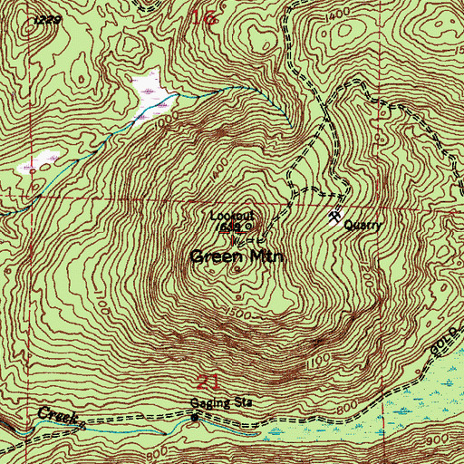 Topographic Map of Green Mountain Lookout, WA