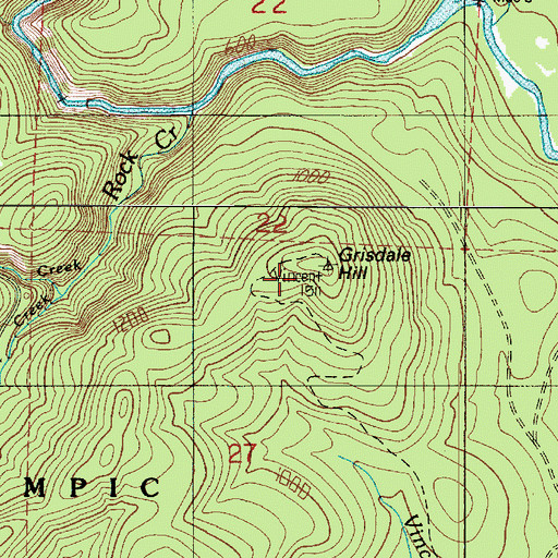 Topographic Map of Grisdale Hill Lookout, WA