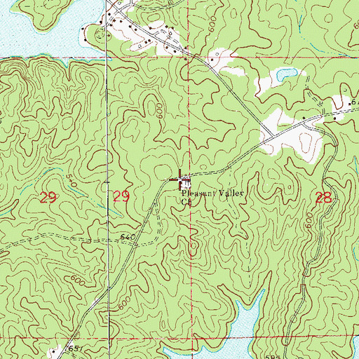 Topographic Map of Pleasant Valley Church, AL