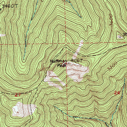 Topographic Map of Huffman Peak Lookout, WA