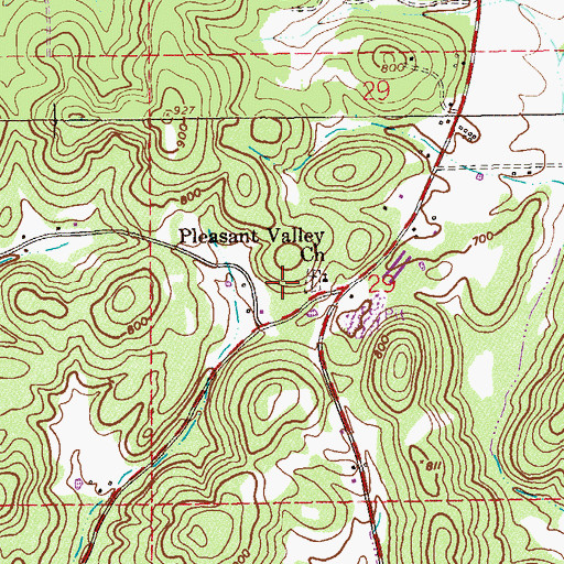 Topographic Map of Pleasant Valley Baptist Church, AL