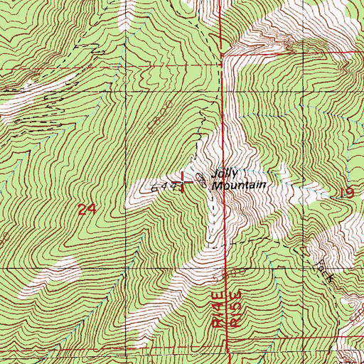 Topographic Map of Jolly Mountain Lookout, WA