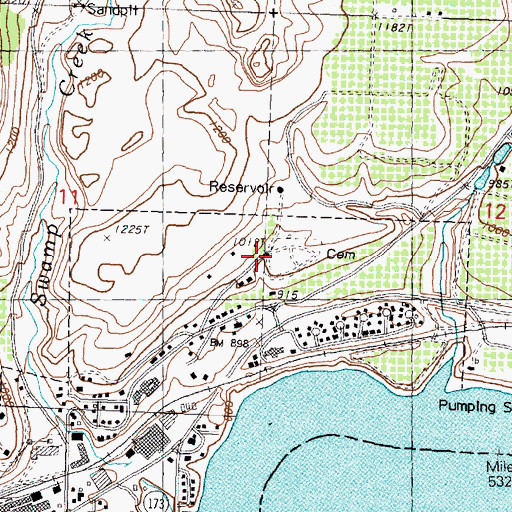 Topographic Map of Locust Grove Cemetery, WA