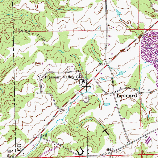 Topographic Map of Pleasant Valley Baptist Church, AL