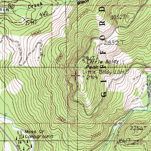 Topographic Map of Little Baldy Peak Lookout, WA