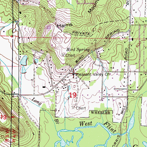 Topographic Map of Pleasant Valley Missionary Baptist Church, AL