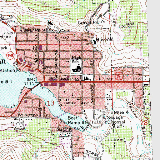 Topographic Map of Morgen Owings Elementary School, WA