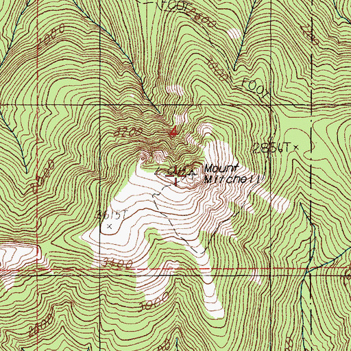 Topographic Map of Mount Mitchell Lookout, WA