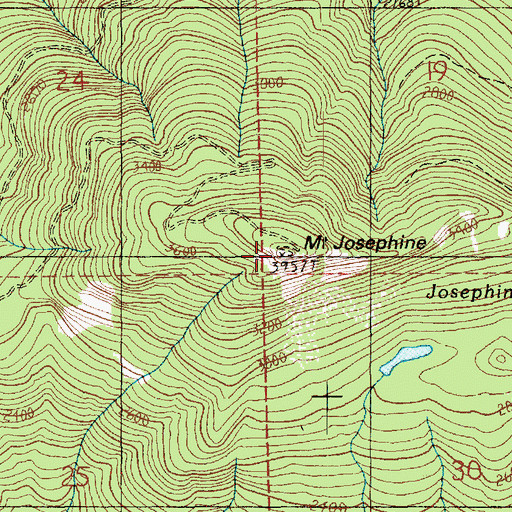 Topographic Map of Mount Josephine Lookout, WA